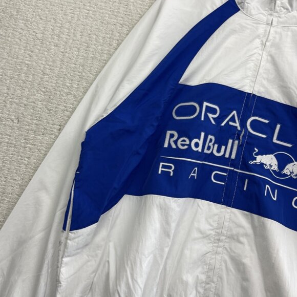 Hollister x Oracle Red Bull Racing Track Jacket Men’s M White / Blue Graphic Zip - Picture 3 of 13